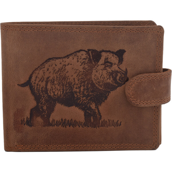 Pánska kožená peňaženka MERCUCIO svetlohnedá embos diviak celý 2911906 61129867