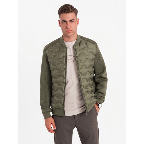 Ombre Clothing Olivová bomber trendy bunda V3 JALP-0141 57666744