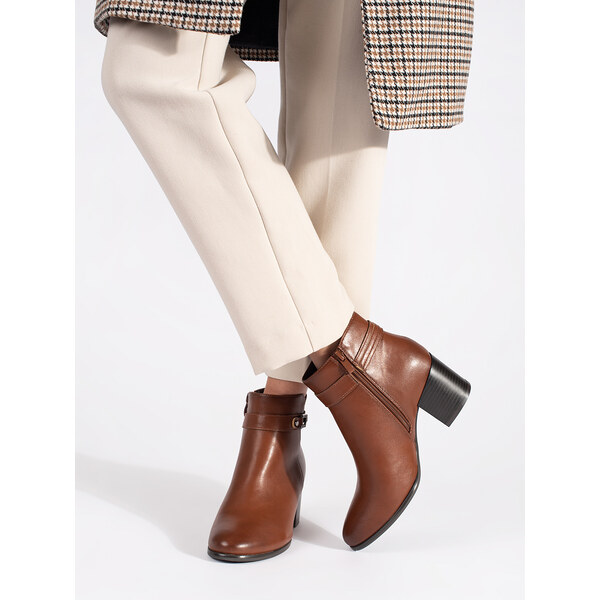 Brown womens leather ankle boots with a stiletto heel by Sergio Leone 64666480