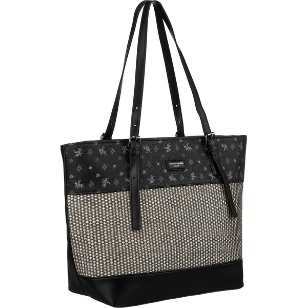 David Jones Čierna vzorovaná shopper kabelka s nastaviteľnou rukoväťou 52699042