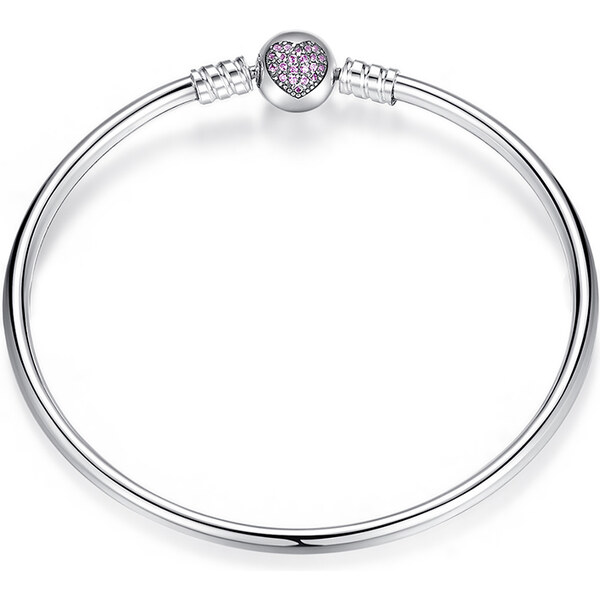 Ligot Strieborný náramok ružové srdce 61156406