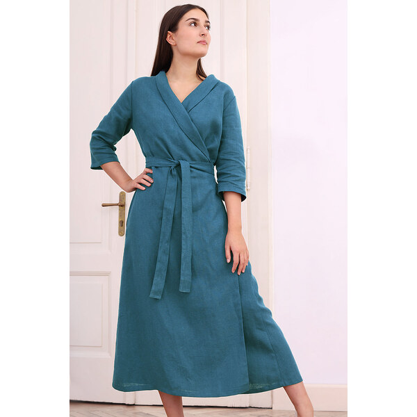 Lotika Linen Ľanové zavinovacie maxi šaty Lotika 63333880