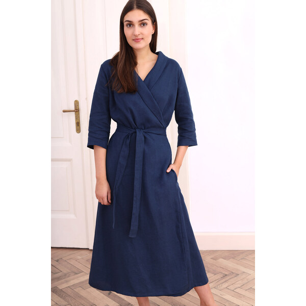 Lotika Linen Ľanové zavinovacie maxi šaty Lotika 63333884