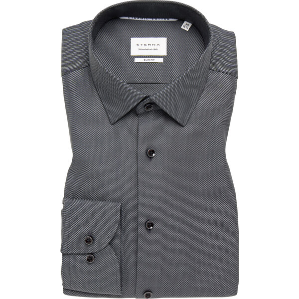 ETERNA Slim fit čierno sivá košeľa s jemnou štruktúrou Non Iron 61189291
