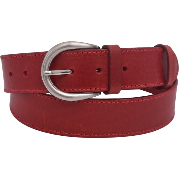 Mercucio Kožený dámsky opasok 724-40-24 červený šitý pracka Angela 64507564