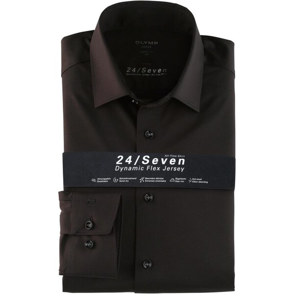 Pánska čierna funkčná bavlnená košeľa 24/Seven Luxor OLYMP, modern fit 66857960