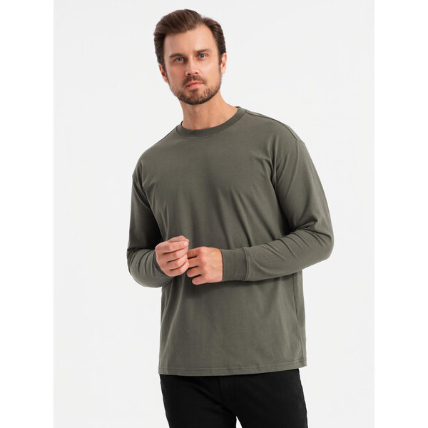 Ombre Mens cotton LOOSE FIT longsleeve with round neckline - gray 64788207