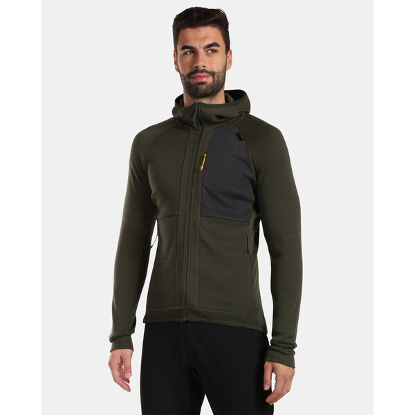 Pánsky vlnený sveter na zips Kilpi MERINI-M tmavo zelená 61252795