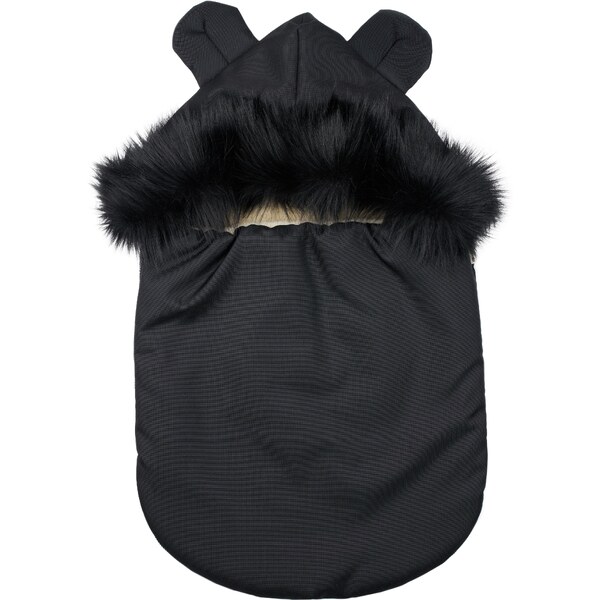 Vlnka Detský fusak s ovčou vlnou a kožušinou čierna 65796930