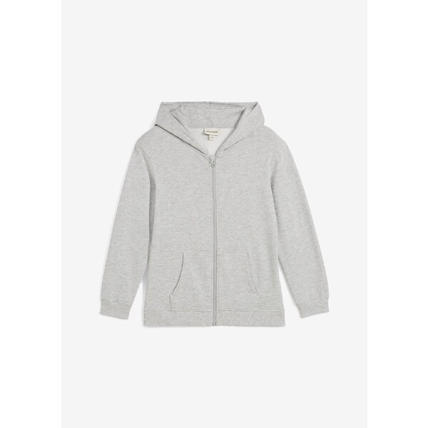 bonprix Mikinová bunda s kapucňou z mäkkého mixu bavlny, farba šedá 61305741