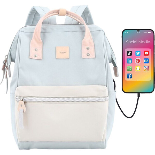 BASIC Himawari Svetlomodrý dámsky batoh s vreckom na notebook a USB 65151247