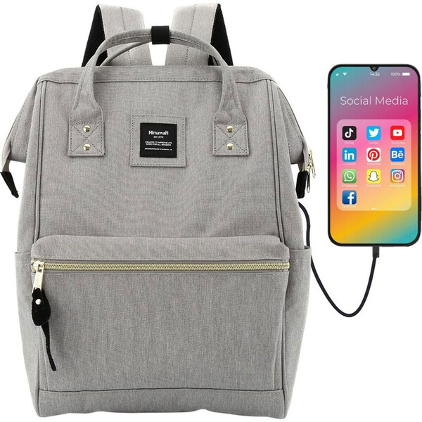 BASIC Himawari Priestranný sivý dámsky batoh s USB portom a vreckom na 65151222