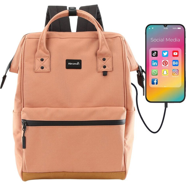 BASIC Himawari Marhuľový dámsky batoh s predným vreckom a USB portom 65151229