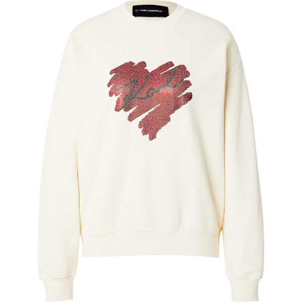 Karl Lagerfeld Mikina HEARTS krémová / karmínovo červená / čierna 61334702