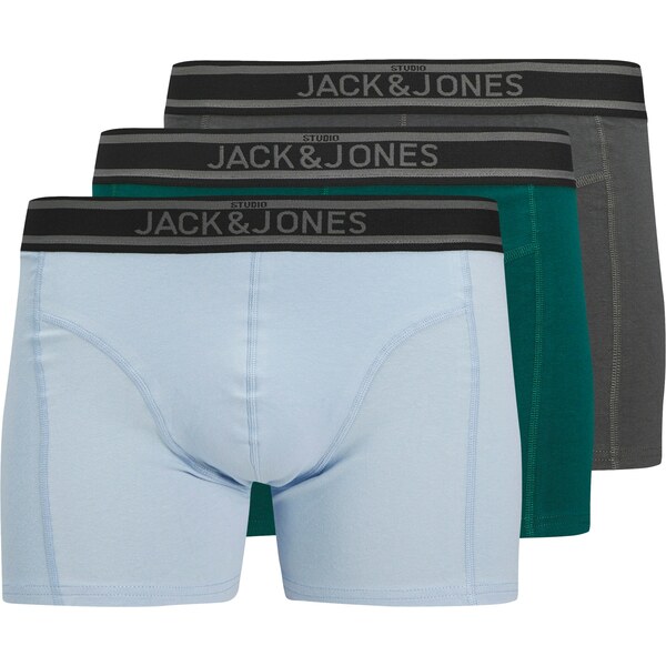 JACK & JONES Boxerky JACaiden svetlomodrá / tmavosivá / smaragdová 61534903