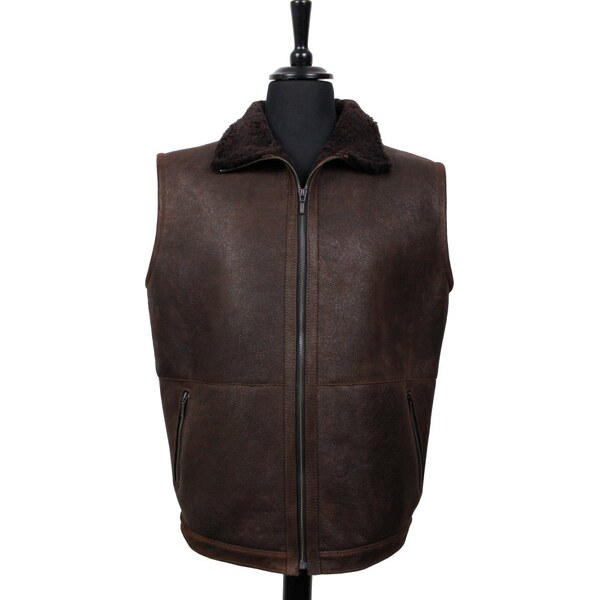 Sikora Pánska kožušinová vesta Richard - hnedá semiš 66818637