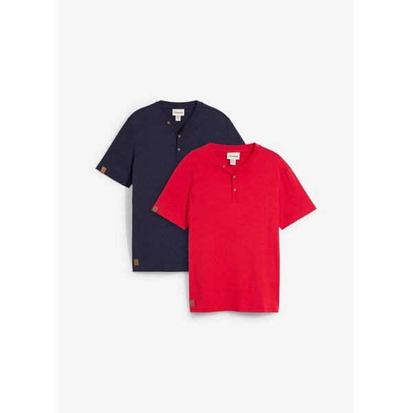 bonprix Tričko s gombičkami (2 ks), z čistej bio bavlny, farba červená 49697618