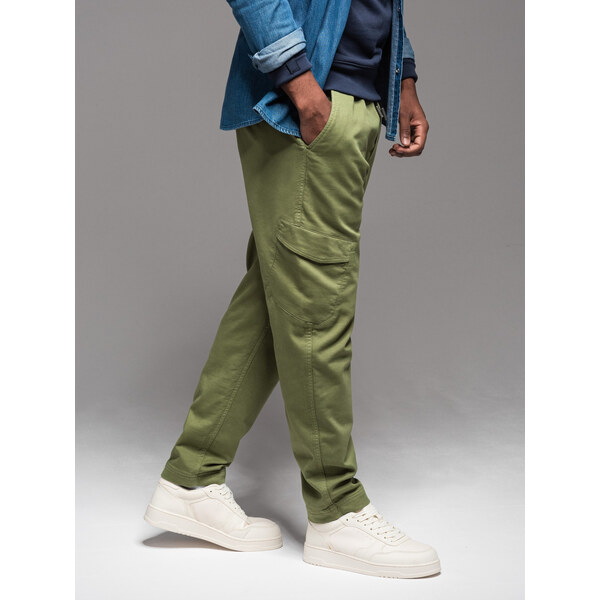 Ombre Mens knit joggers with cargo pockets - olive 64782898