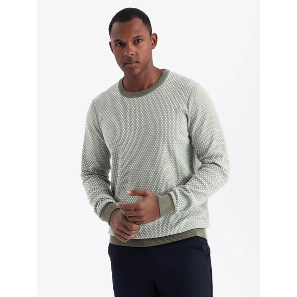 Ombre Knitted mens RELAXED FIT sweater with patterns - olive 64785757