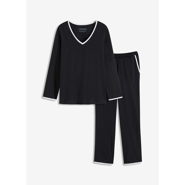 bonprix Pyžamo z mäkkej bavlny, farba čierna 61520587
