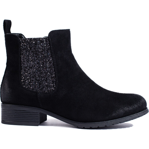 SHELOVET Semišové čierne nízke členkové topánky M676B 66149653