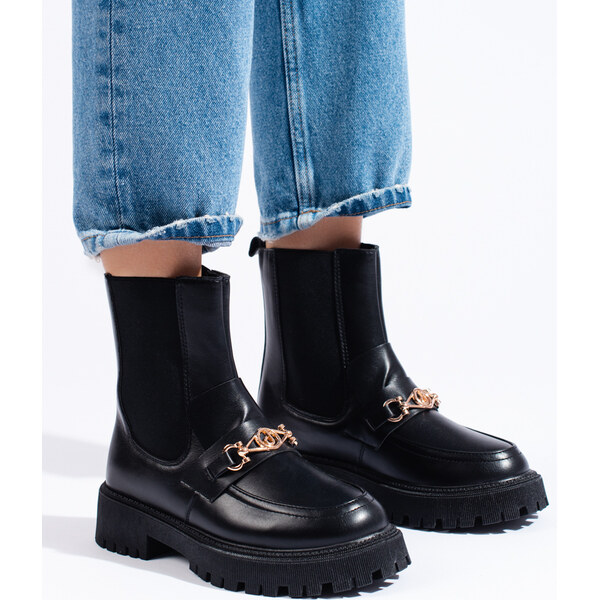 SHELOVET ČIERNE NAZÚVACIE WORKERY NA PLATFORME SS64B 66148715