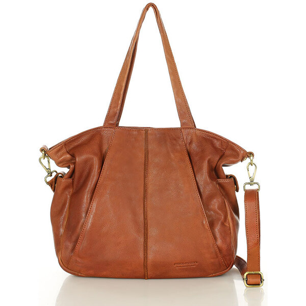 MARCO MAZZINI Mäkká kožená shopper taška | hnedá camel vs116b 61525759