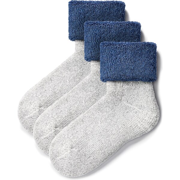 Vlnka 3 páry ponožiek s ovčou vlnou Merino froté modrá 61187678