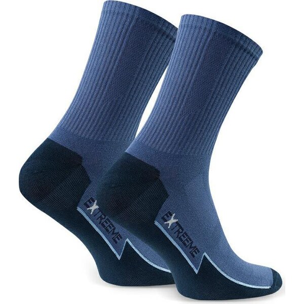 BASIC Modré pánske ponožky s vysokými manžetami Art. 057 A383, DENIM 61532056