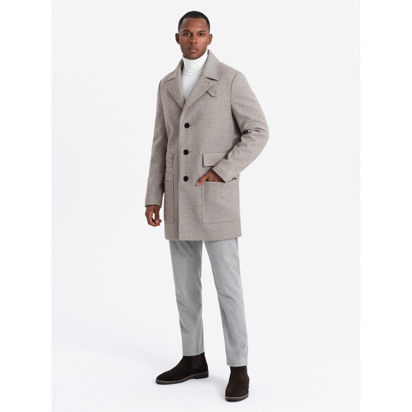 Ombre Single-breasted patterned mens coat with pockets - ash 57599834