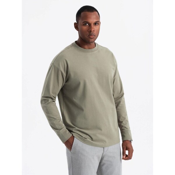 Ombre Clothing Moderné khaki pánske tričko V4 LSBC-0129 61592713