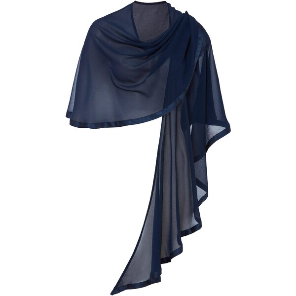 bonprix Pončový šál s jemným saténovým detailom, farba modrá 44795806