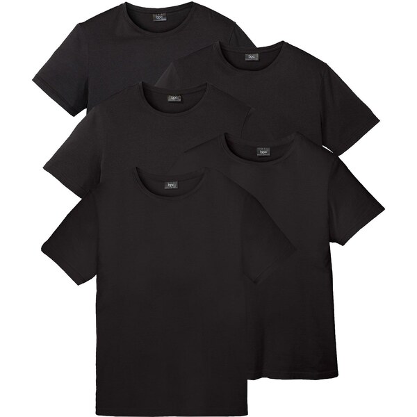 bonprix Tričko (5 ks v balení), farba čierna 61520593