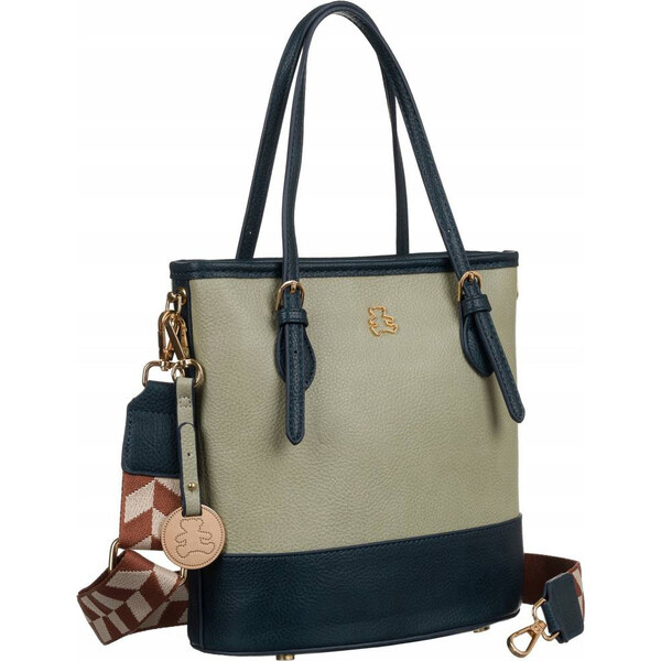 BASIC LuluCastagnette Čierno-zelená dámska shopper kabelka so 47337651