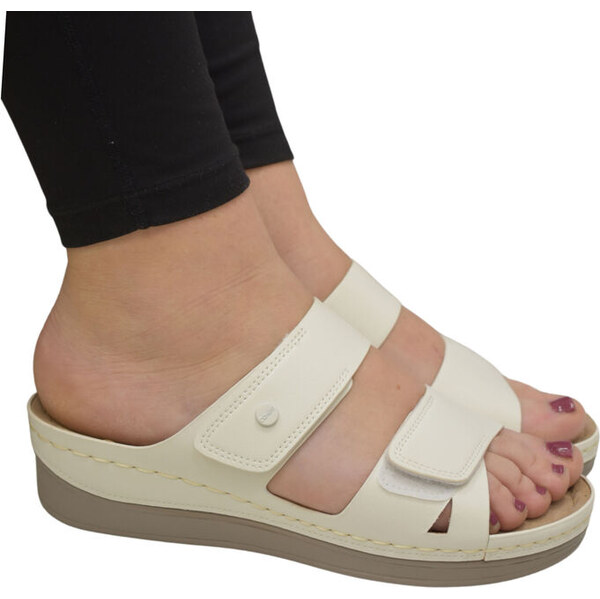 JOHN-C Biele šľapky Comfort Medica 61629685