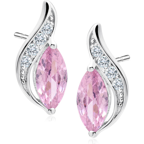 Olivie Strieborné náušnice s ružovými zirkónmi 0763 9398820