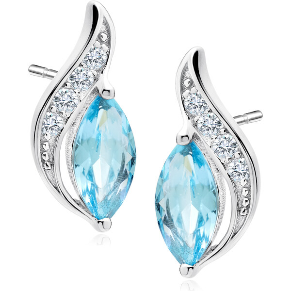 Olivie Strieborné náušnice s akvamarínovým zirkónom 0750 9398819