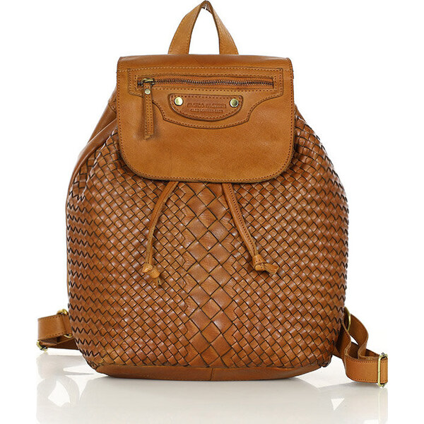 MARCO MAZZINI Pletený kožený batoh - hnedý (VS13b) 41661285