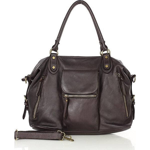 Genuine Leather MARCO MAZZINI Tmavohnedá bowling bag (V189c) 29265544