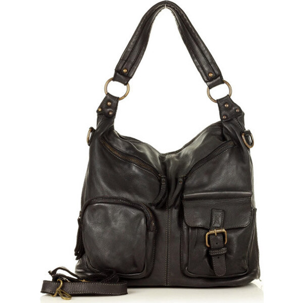 Genuine Leather MARCO MAZZINI tmavohnedá kabelka v23a 12051349