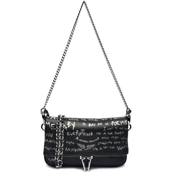 Zadig&Voltaire Kožená kabelka na rameno ROCK NANO GRAFFITI 61331800