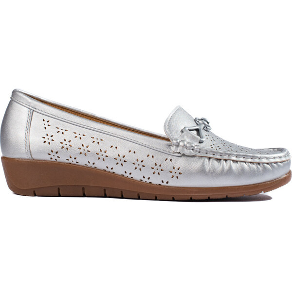 SHELOVET Strieborné mokasíny na drobnej platforme 3250S 66148252