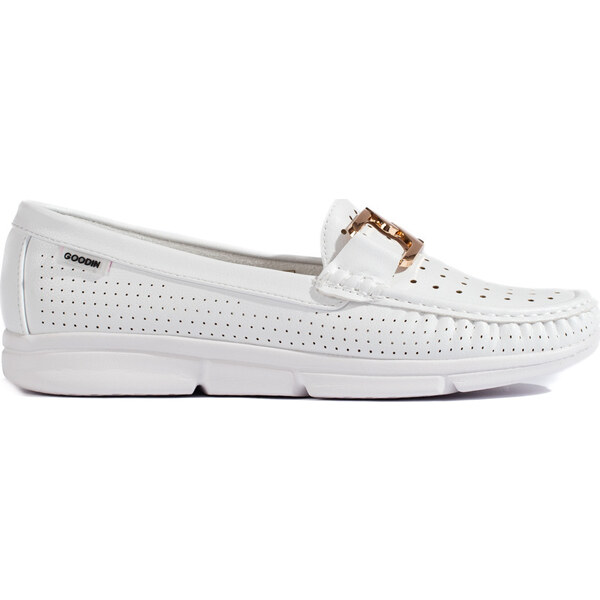 Goodin Biele dierované mokasíny so sponou GD-FL6020W 52672225