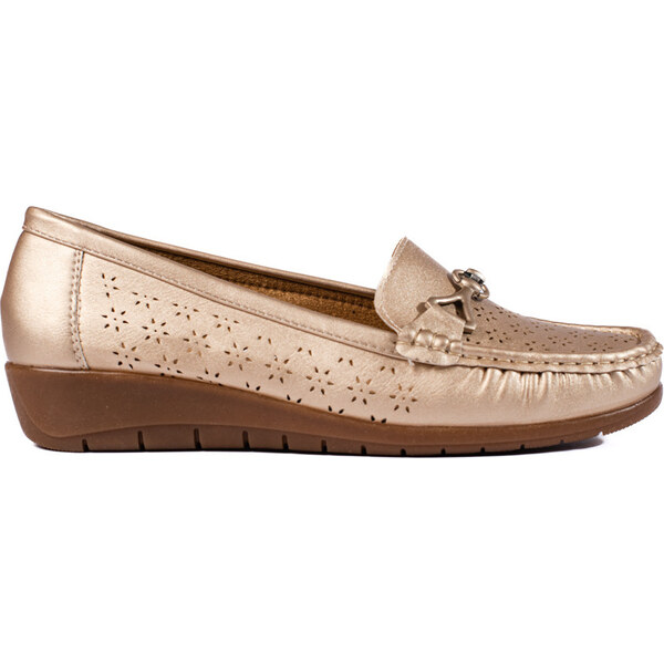 SHELOVET Zlaté dierované mokasíny 3250GO 66148266