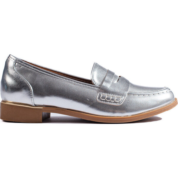 SHELOVET Dámske strieborné basic mokasíny H8-517S 66148224