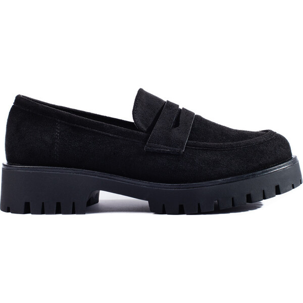 Goodin Semišové čierne mokasíny na hrubej podrážke GD-XR-371B 48259128