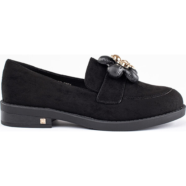 SHELOVET Čierne dámske semišové mokasíny s medvedíkom GD-XR-389A-B 66148774