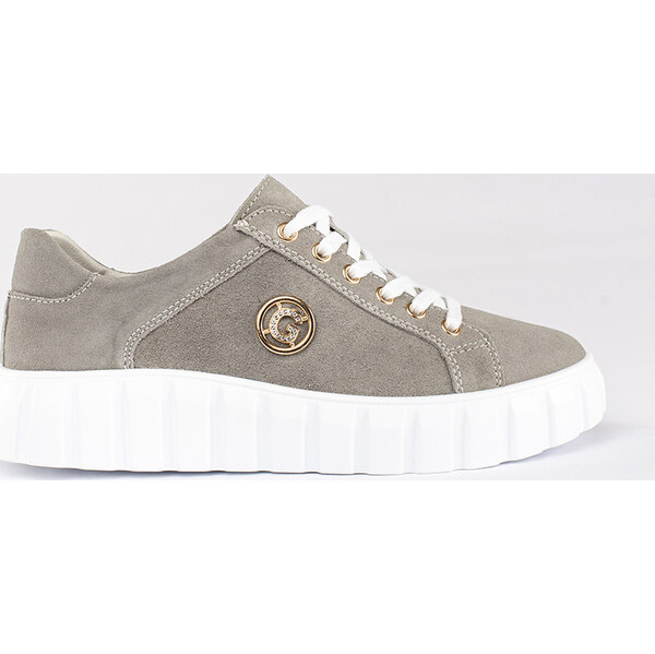 SHELOVET Sivé poltopánky na platforme zo semišovej kože GD-XF-71G 66148756