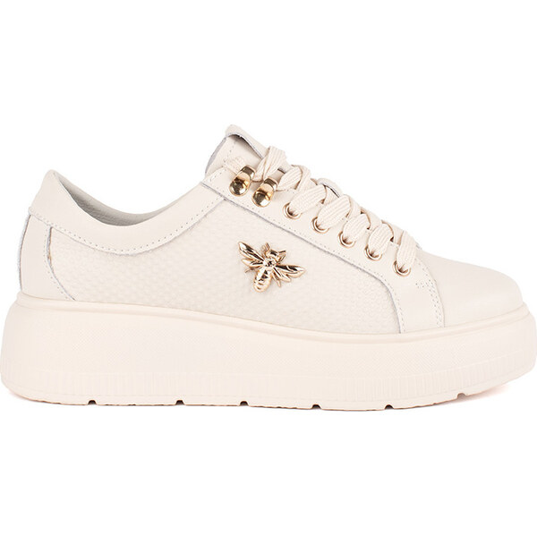 SHELOVET Smotanové kožené sneakersy na platforme GD-XF-161BE 66148814