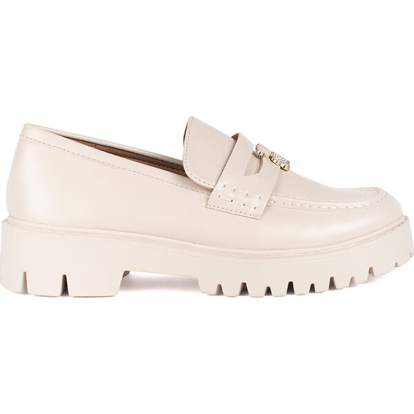 BASIC Smotanové dámske mokasíny na platforme T606P-BE 57597474